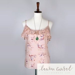 Peach Floral Print Ruffle Cami | Lauren Conrad